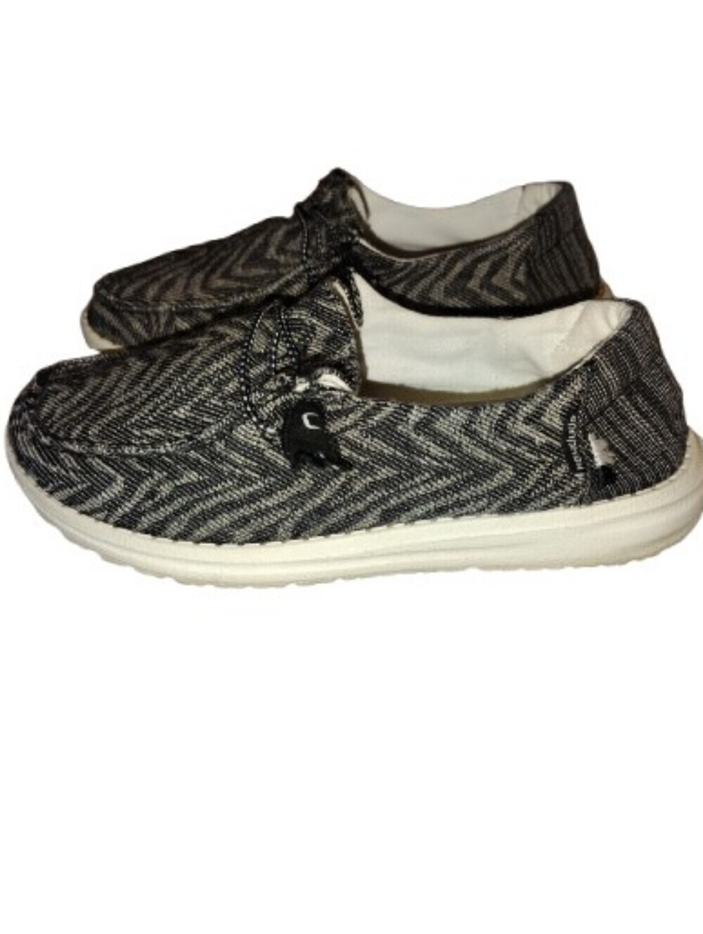 Hey Dude Wendy Woven Zebra Black Stripe Women’s Size 5 Slip-On Loafers
